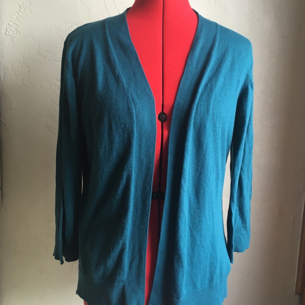 Dress Barn XL Teal Cardigan 3/4 Sleeves